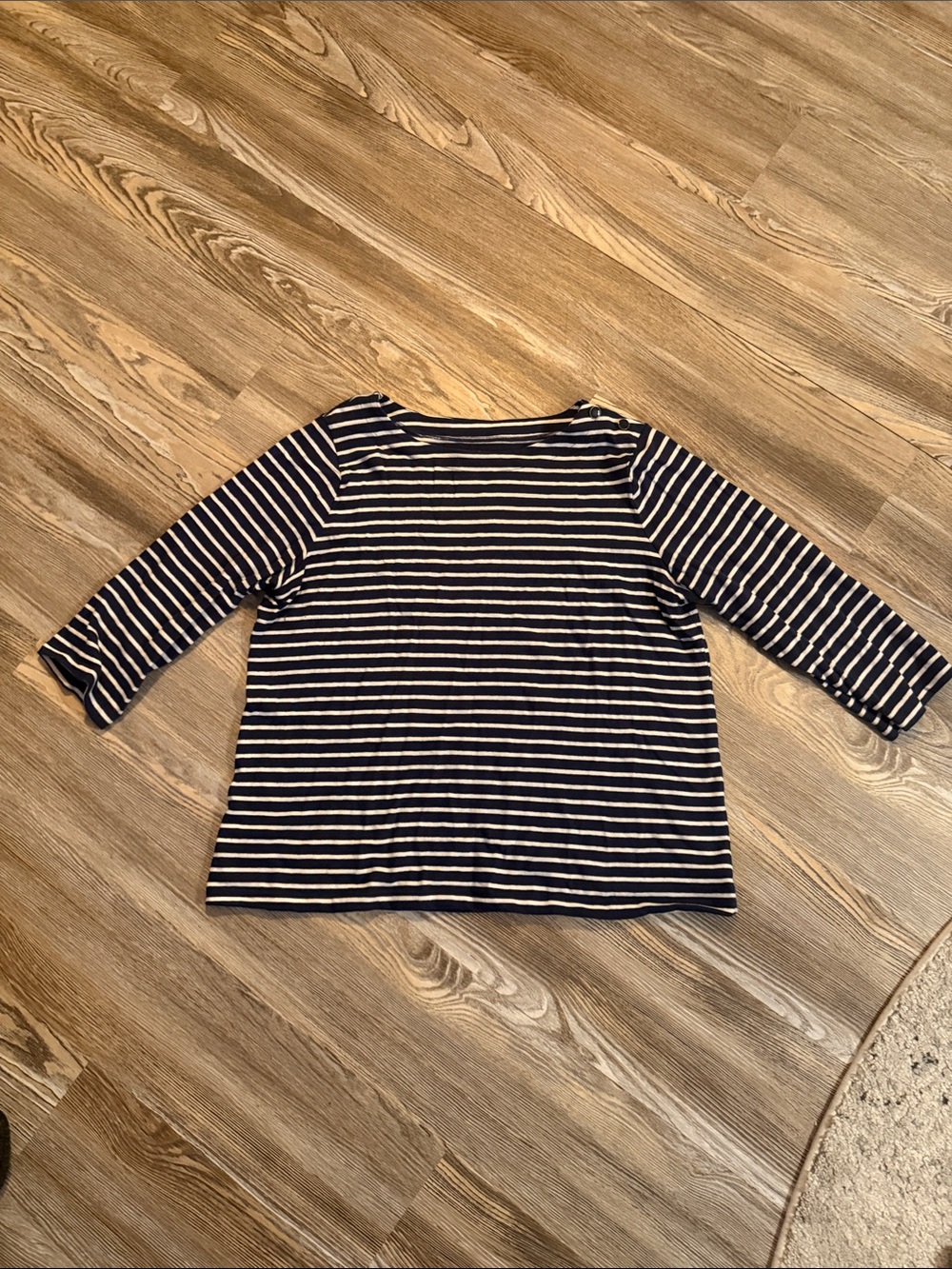 St. John's Bay Navy and White Striped Long Sleeve Top